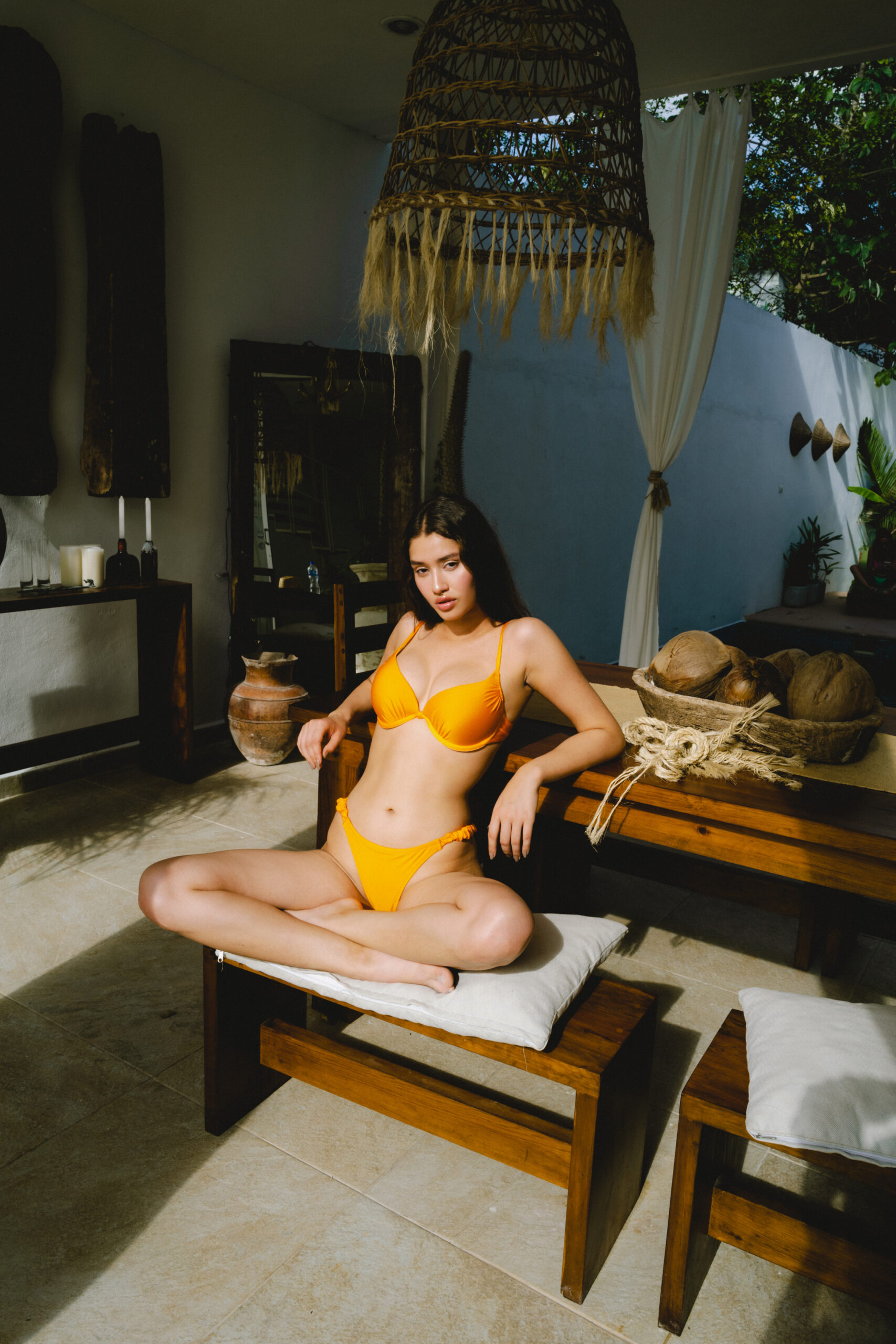 haut de maillot de bain push up orange