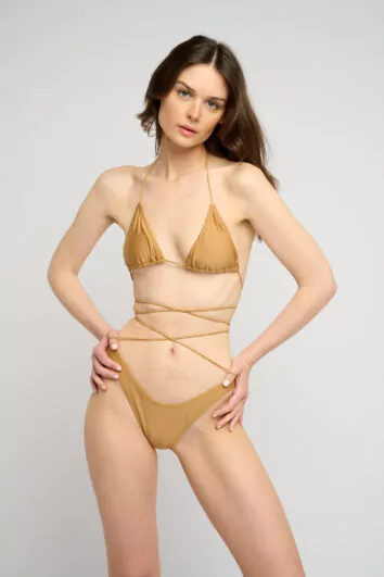 <FONT color="#FF8700">Alice - </FONT color> Haut de Bikini Triangle Capsule Bronze Gold